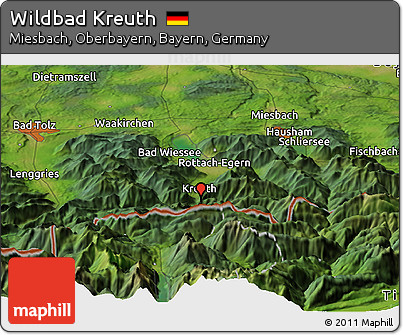 Satellite Panoramic Map of Wildbad Kreuth
