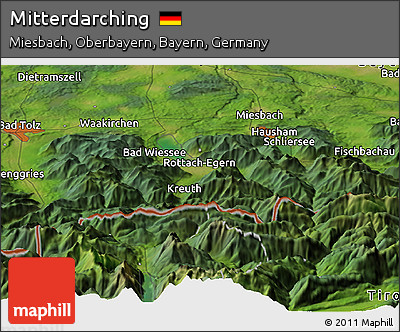 Satellite Panoramic Map of Mitterdarching