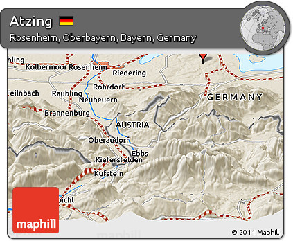 Shaded Relief Panoramic Map of Atzing
