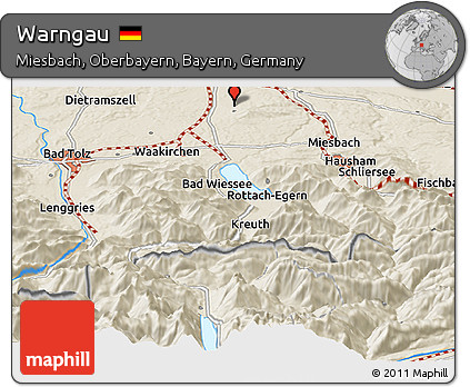 Shaded Relief Panoramic Map of Warngau