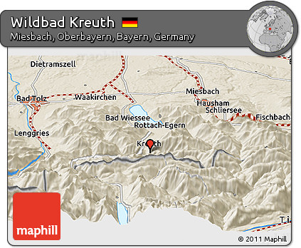 Shaded Relief Panoramic Map of Wildbad Kreuth