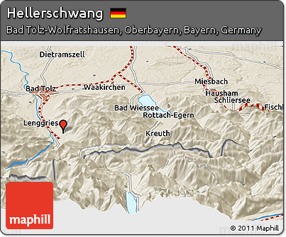 Shaded Relief Panoramic Map of Hellerschwang