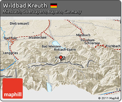 Shaded Relief Panoramic Map of Wildbad Kreuth