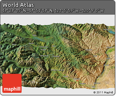 Satellite 3D Map of the Area around 47° 41' 6" N, 120° 37' 30" W