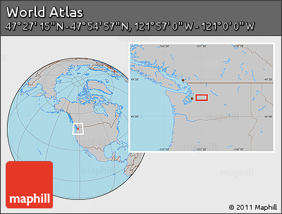 Gray Location Map of the Area around 47° 41' 6" N, 121° 28' 29" W