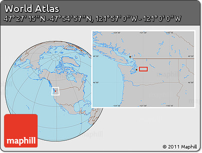 Gray Location Map of the Area around 47° 41' 6" N, 121° 28' 29" W