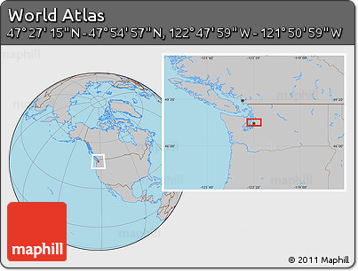 Gray Location Map of the Area around 47° 41' 6" N, 122° 19' 29" W