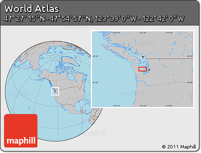 Gray Location Map of the Area around 47° 41' 6" N, 123° 10' 30" W