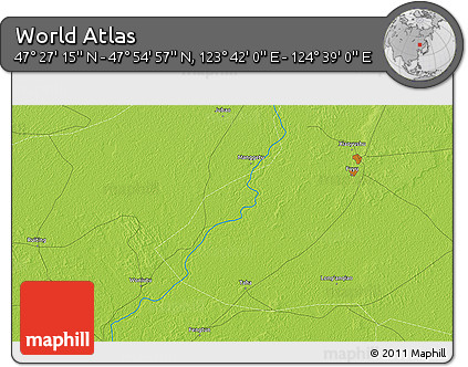 Physical 3D Map of the Area around 47° 41' 6" N, 124° 10' 30" E