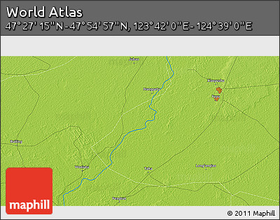 Physical 3D Map of the Area around 47° 41' 6" N, 124° 10' 30" E