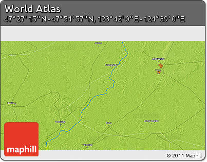 Physical 3D Map of the Area around 47° 41' 6" N, 124° 10' 30" E