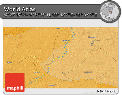 Political 3D Map of the Area around 47° 41' 6" N, 124° 10' 30" E