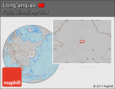 Gray Location Map of Long'anqiao, hill shading