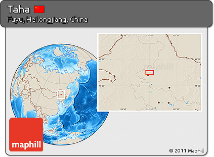 Shaded Relief Location Map of Taha