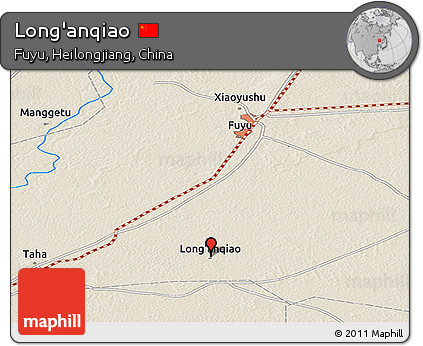 Shaded Relief Panoramic Map of Long'anqiao