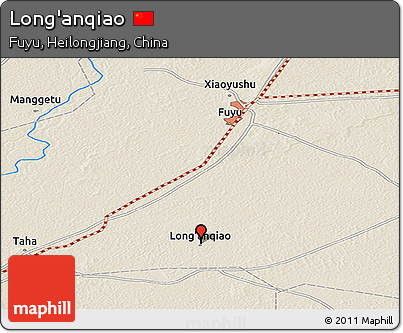 Shaded Relief Panoramic Map of Long'anqiao