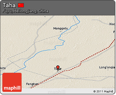 Shaded Relief Panoramic Map of Taha