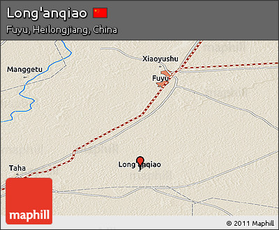 Shaded Relief Panoramic Map of Long'anqiao