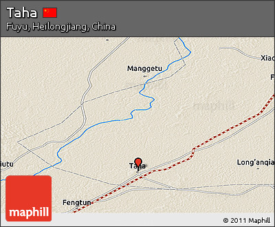 Shaded Relief Panoramic Map of Taha