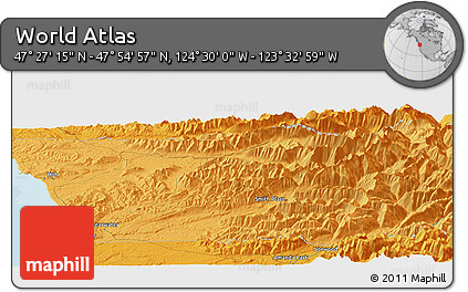 Political Panoramic Map of the Area around 47° 41' 6" N, 124° 1' 30" W