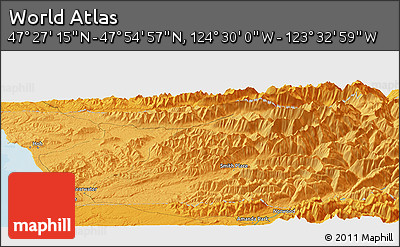 Political Panoramic Map of the Area around 47° 41' 6" N, 124° 1' 30" W
