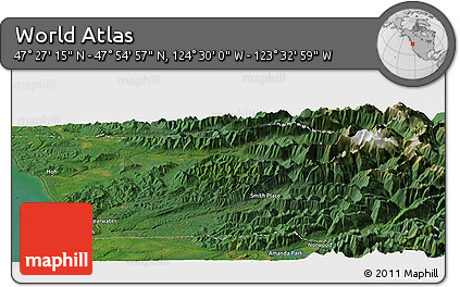 Satellite Panoramic Map of the Area around 47° 41' 6" N, 124° 1' 30" W