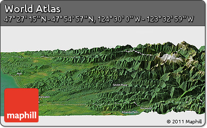 Satellite Panoramic Map of the Area around 47° 41' 6" N, 124° 1' 30" W