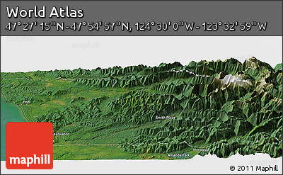 Satellite Panoramic Map of the Area around 47° 41' 6" N, 124° 1' 30" W