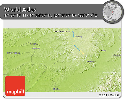 Physical 3D Map of the Area around 47° 41' 6" N, 127° 34' 30" E