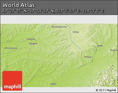 Physical 3D Map of the Area around 47° 41' 6" N, 127° 34' 30" E