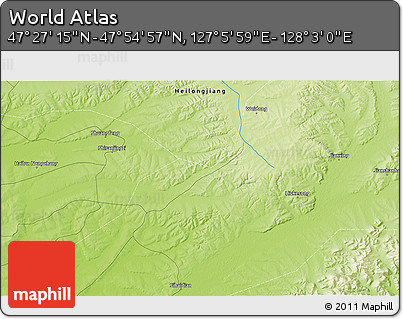 Physical 3D Map of the Area around 47° 41' 6" N, 127° 34' 30" E