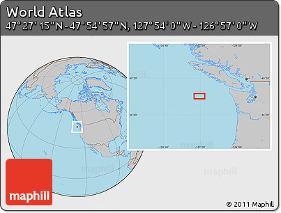 Gray Location Map of the Area around 47° 41' 6" N, 127° 25' 30" W