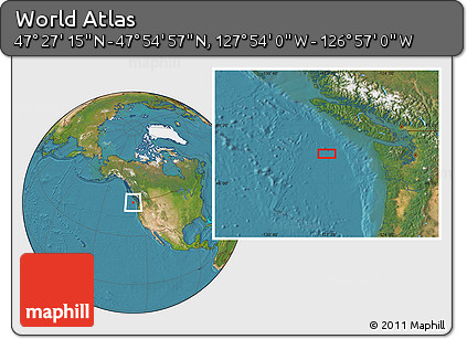 Satellite Location Map of the Area around 47° 41' 6" N, 127° 25' 30" W