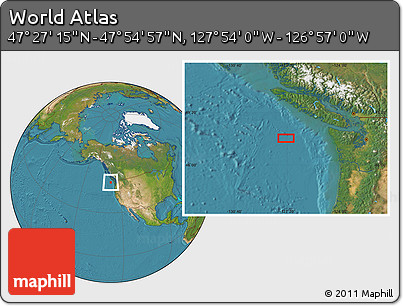 Satellite Location Map of the Area around 47° 41' 6" N, 127° 25' 30" W