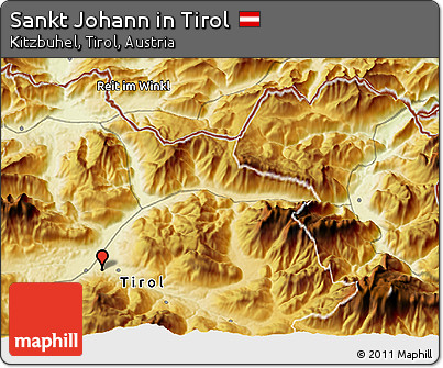 Physical 3D Map of Sankt Johann In Tirol