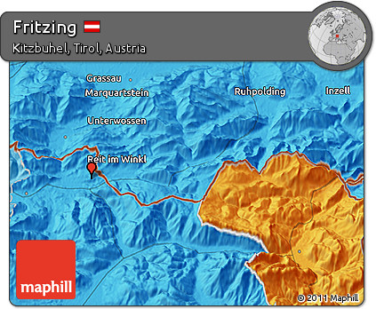 Political 3D Map of Fritzing