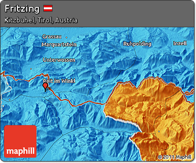 Political 3D Map of Fritzing