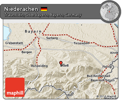 Shaded Relief 3D Map of Niederachen
