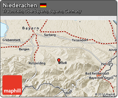 Shaded Relief 3D Map of Niederachen