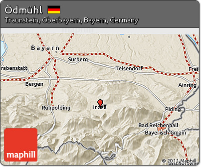Shaded Relief 3D Map of Ödmühl