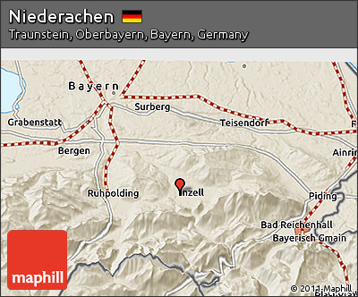 Shaded Relief 3D Map of Niederachen