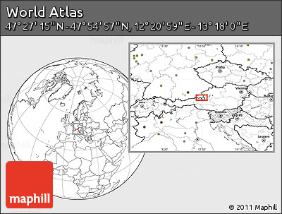 Blank Location Map of the Area around 47° 41' 6" N, 12° 49' 29" E