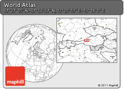 Blank Location Map of the Area around 47° 41' 6" N, 12° 49' 29" E