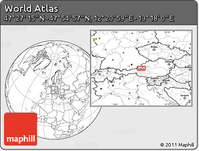 Blank Location Map of the Area around 47° 41' 6" N, 12° 49' 29" E