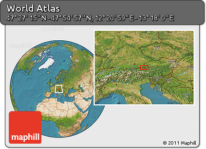 Satellite Location Map of the Area around 47° 41' 6" N, 12° 49' 29" E