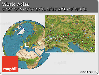 Satellite Location Map of the Area around 47° 41' 6" N, 12° 49' 29" E