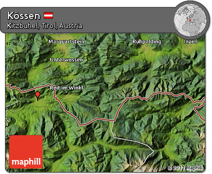 Satellite Map of Kössen