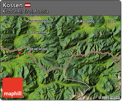 Satellite Map of Kössen