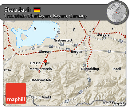 Shaded Relief Map of Staudach