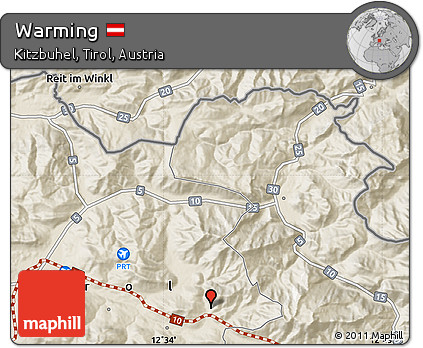 Shaded Relief Map of Warming